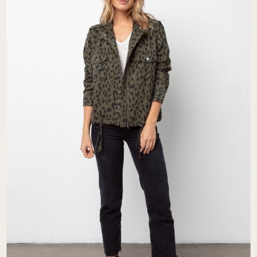 Rails Collins Green Leopard Tencel Lightweight Military Jacket Green Size XS NEW - Picture 3 of 12